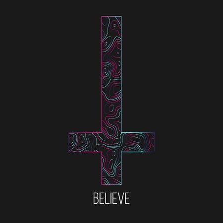 Believe abstract vector illustration. Inverted cross.のイラスト素材