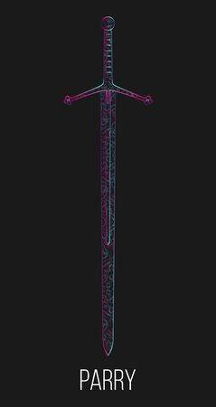 Parry abstract vector illustration. Claymore sword.のイラスト素材