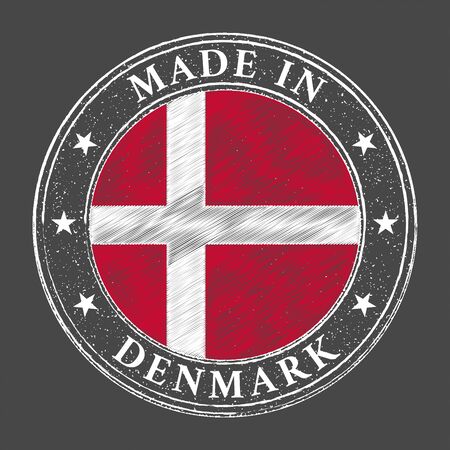 Made in Denmark flag grunge stamp. Vector illustrationのイラスト素材