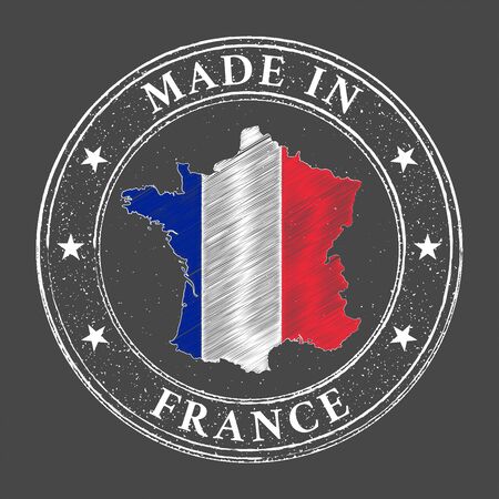 Made in France map flag grunge stamp. Vector illustration.のイラスト素材