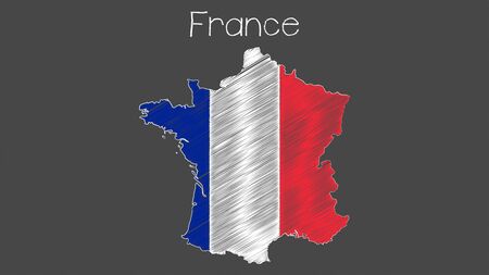 France map flag chalkboard style vector illustration.のイラスト素材