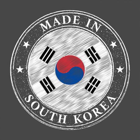 Made in South Korea flag grunge stamp. Vector illustrationのイラスト素材