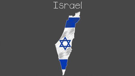 Israel map flag chalkboard style vector illustration.のイラスト素材