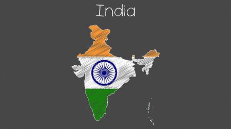 India map flag chalkboard style vector illustration.のイラスト素材