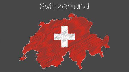 Switzerland map flag chalkboard style vector illustration.のイラスト素材