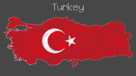 Turkey map flag chalkboard style vector illustration.のイラスト素材