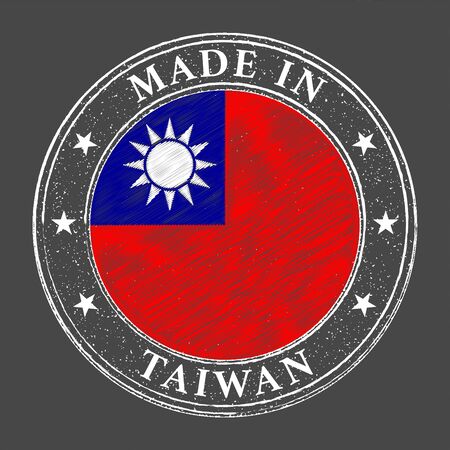 Made in Taiwan flag grunge stamp. Vector illustrationのイラスト素材