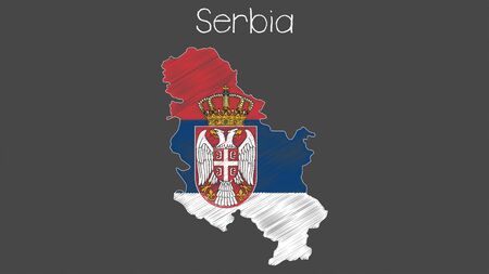 Serbia map flag chalkboard style vector illustration.のイラスト素材