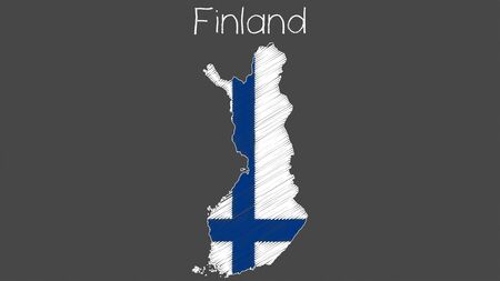 Finland map flag chalkboard style vector illustration.のイラスト素材