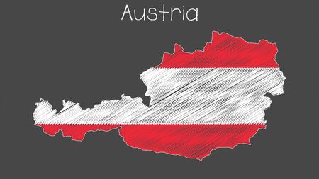 Austria map flag chalkboard style vector illustration.のイラスト素材