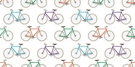 Retro bicycle texture. Seamless vector patternのイラスト素材
