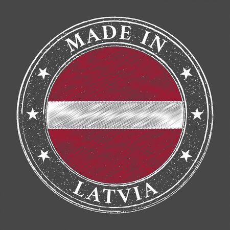 Made in Latvia flag grunge stamp. Vector illustrationのイラスト素材