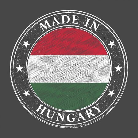 Made in Hungary flag grunge stamp. Vector illustrationのイラスト素材