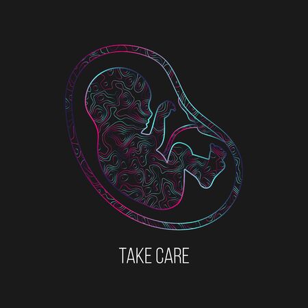 Take care abstract vector illustration. Baby in the womb.のイラスト素材