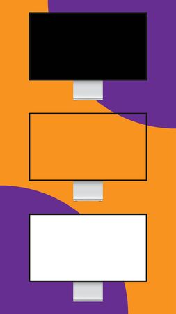 16: 9 aspect ratio computer monitor mockup. Blank white and transparent screen.のイラスト素材