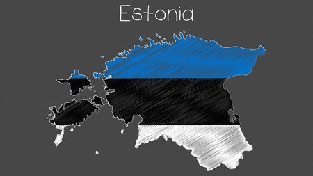 Estonia map flag chalkboard style vector illustration.のイラスト素材