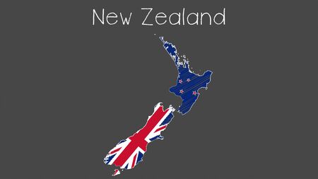 New Zealand map flag chalkboard style vector illustration.のイラスト素材