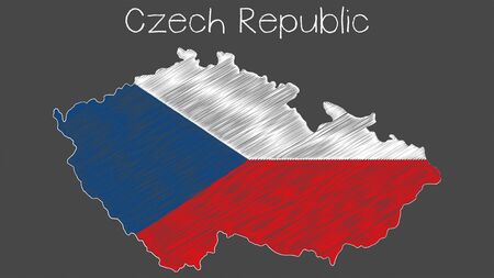 Czech Republic map flag chalkboard style vector illustration.のイラスト素材