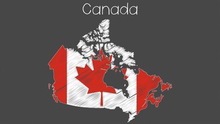 Canada map flag chalkboard style vector illustration.のイラスト素材