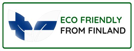 Eco friendly from Finland badge. Flag in leaf shapes illustration.のイラスト素材