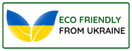 Eco friendly from Ukraine badge. Flag in leaf shapes illustration.のイラスト素材