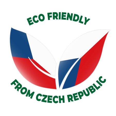Eco friendly from Czech Republic badge. Flag in leaf shapes illustration.のイラスト素材