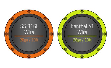 Two wires icon for e-cigarette coil building. Stainless steel and Kanthal wires. Flat style. Vector illustration.のイラスト素材