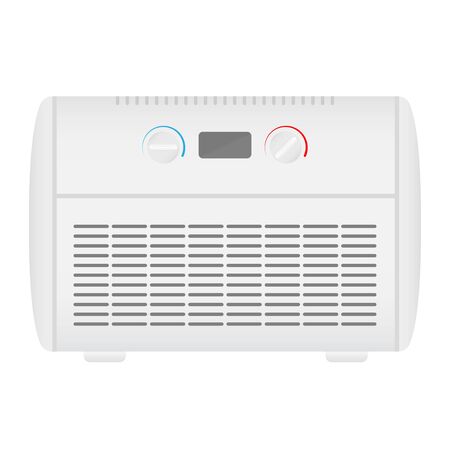 Electric heater icon. White heater on stands in flat style with. Vector illustration EPS10.のイラスト素材