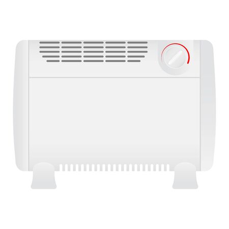 Electric heater icon. White heater on stands in flat style with. Vector illustration EPS10.のイラスト素材