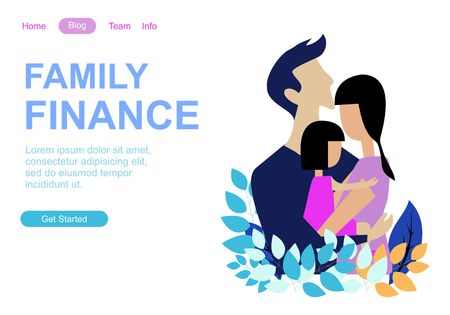 Web page design templates for family, teamwork, business strategy, analytic and presentation. Modern vector illustration concepts for website and mobile website development. Vectorのイラスト素材