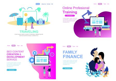Web page design templates for teamwork, business strategy, analytic and presentation. Modern vector illustration concepts for website and mobile website development. Vectorのイラスト素材