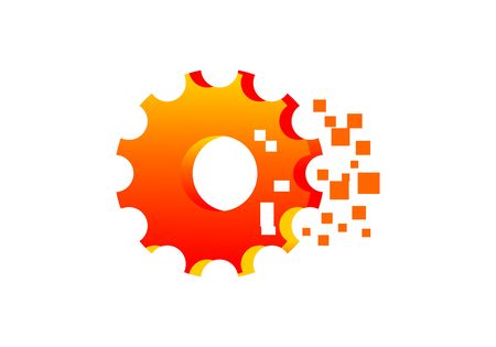 Gear mechanism pixel logo vectorのイラスト素材
