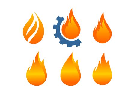 Collection of fire, flame, oil and gas logo vectorのイラスト素材