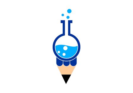 Science lab with pen logo vectorのイラスト素材