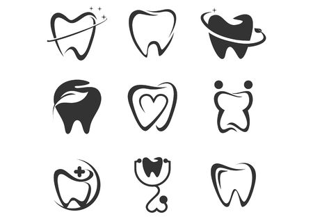 Set of dental Tooth, dentist logoのイラスト素材