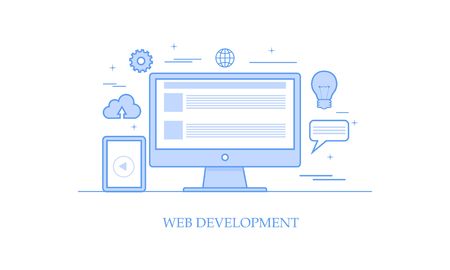 Business Blogging, Commercial Blog posting, Internet Blogging service flat design vector illustration with iconsのイラスト素材