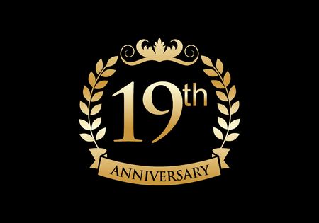 19th, anniversary celebration luxuryのイラスト素材