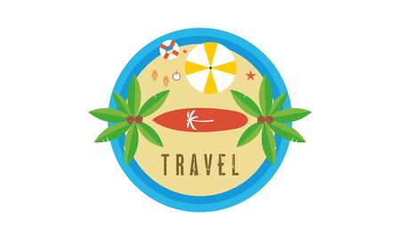 Flat vintage travel label background logo vectorのイラスト素材