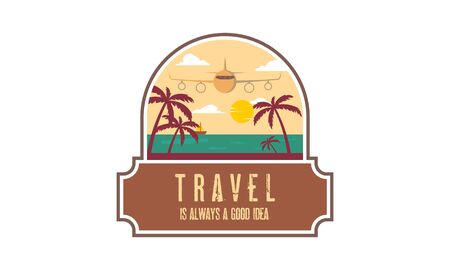 Flat vintage travel label background logo vectorのイラスト素材