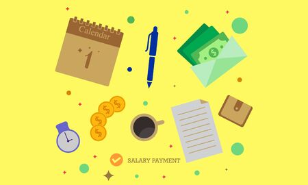 Salary payment flat design banner illustration logoのイラスト素材