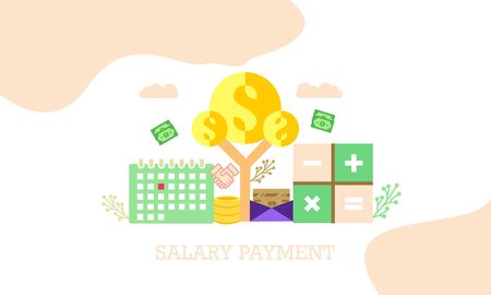 Salary payment flat design banner illustration logoのイラスト素材