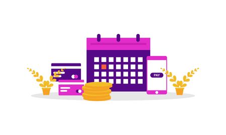Salary payment flat design banner illustration logoのイラスト素材