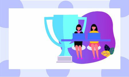 Business partnership relation concept idea with tiny people character. team working partner together template for web landing page, banner, presentation, mockup, social media. Vector illustrationのイラスト素材