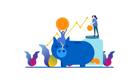 Financial investments concept. Business assistant. innovation, marketing, analysis. vector illustration.  Flat landing page template,banner,flyer,poster,web pageのイラスト素材