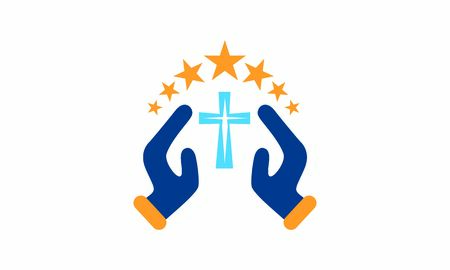 Praying hand holding cross. Religion, Church vectorのイラスト素材