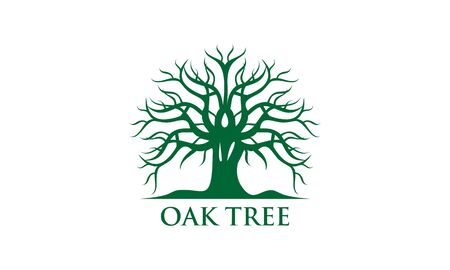 Green Creative Oak Tree Logo Design Symbol Illustrationのイラスト素材