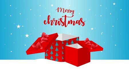 Merry christmas and christmas gift vector logo. Background illustrationのイラスト素材