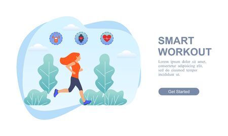 Flat modern smart workout run design of website templateのイラスト素材
