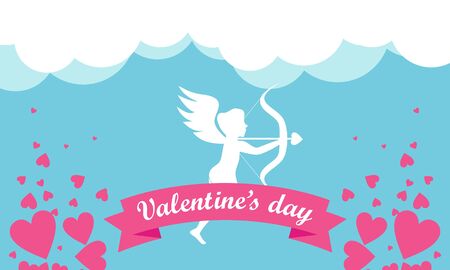 Happy valentines day cupid or angel illustrationのイラスト素材