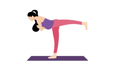 Pregnancy prenatal yoga practice workout concept illustrationのイラスト素材
